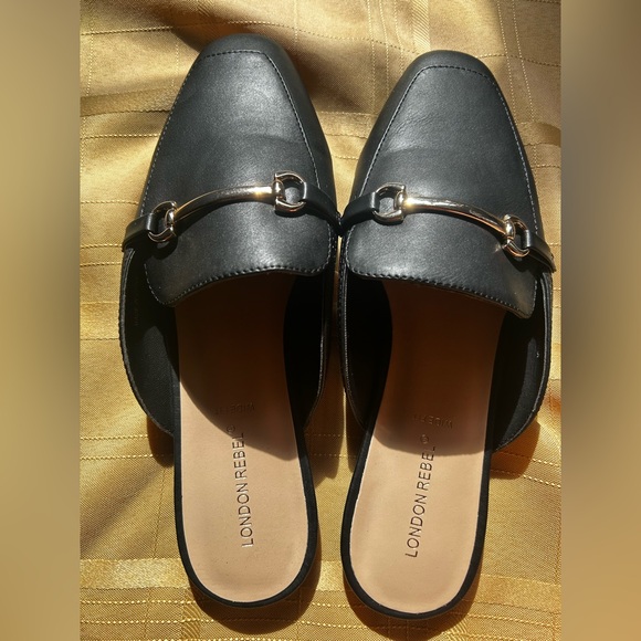 London Rebel wide fit snaffle mule loafers in black. US 10 UK 8. NEW NEVER WORN - Picture 6 of 9